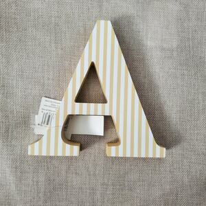 Free Standing Wooden Striped Tabletop Monogram Initial Letter A
